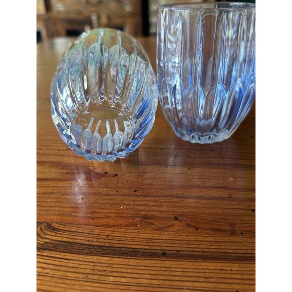 2 4” Blue Tinted Glass Tumblers Heavy Bottomed Catch Light Beautifully - Picture 6 of 9